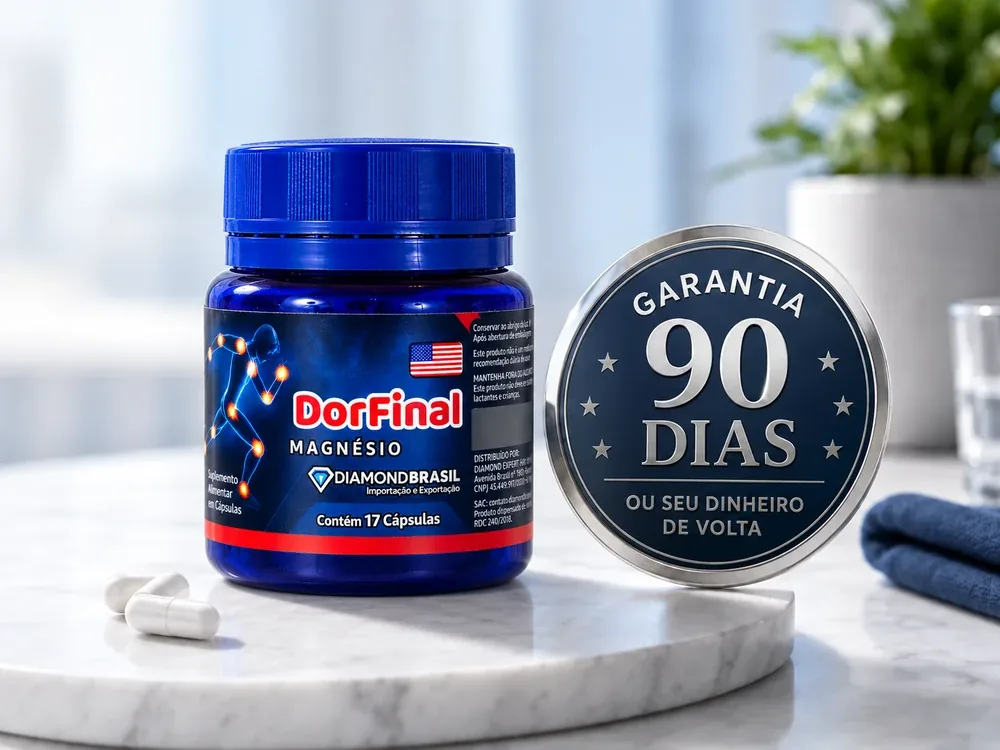 Frasco do Dor final ao lado do selo de garantia de 90 dias